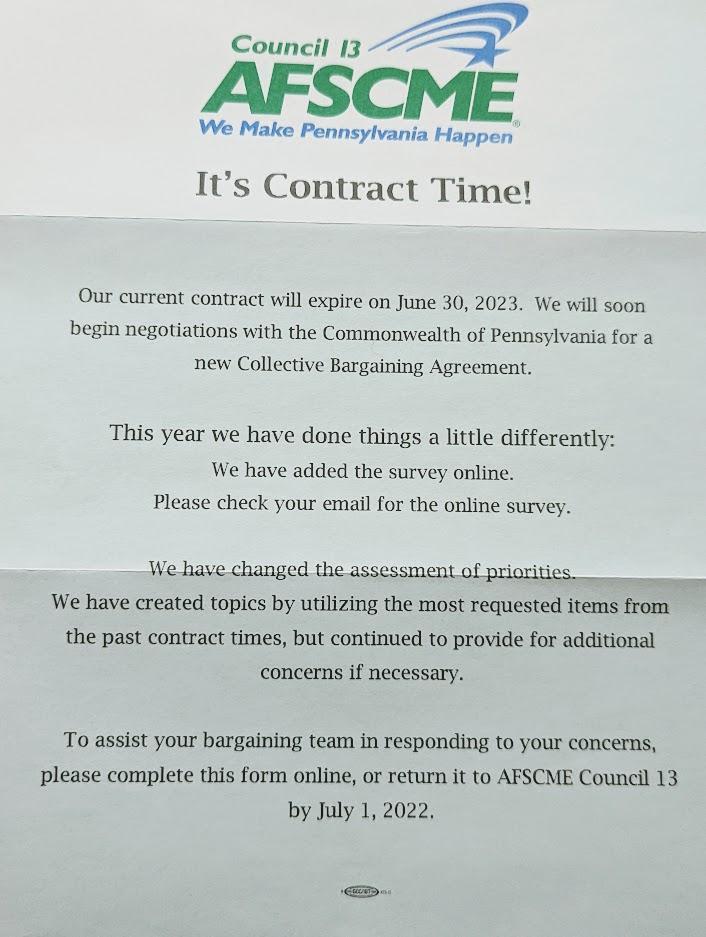 CONTRACT FEEDBACK deadline July 1 Local 2106